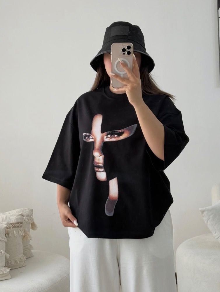تیشرت باکسی چاپی طرح رخ