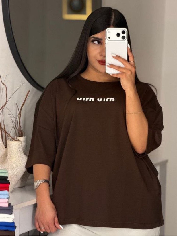 تیشرت باکسی چاپی طرح miu miu کد 80303