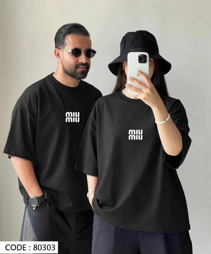 تیشرت باکسی چاپی طرح miu miu کد 80303