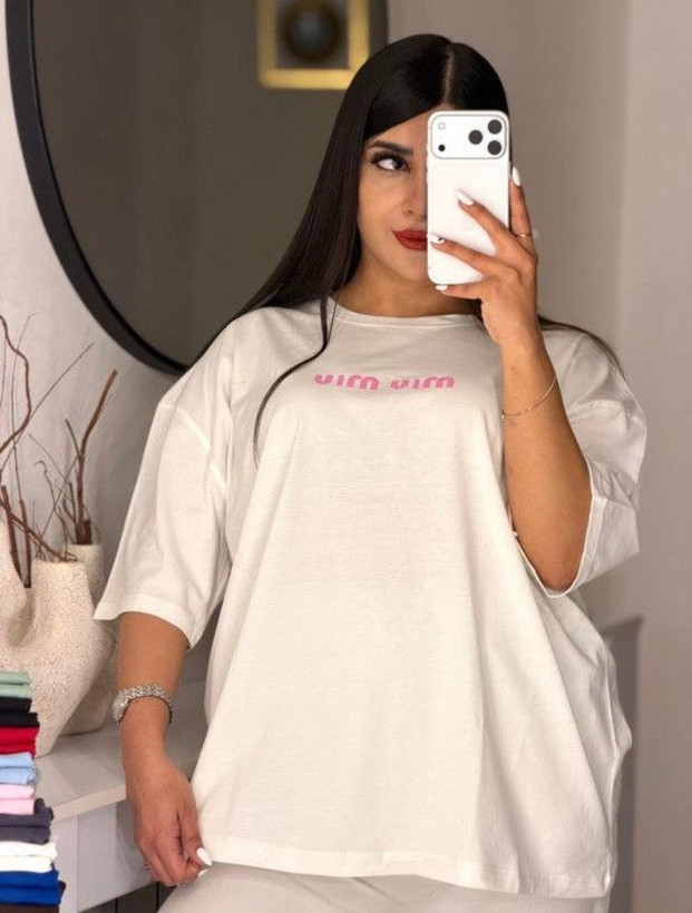 تیشرت باکسی چاپی طرح miu miu کد 80303