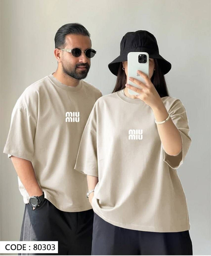 تیشرت باکسی چاپی طرح miu miu کد 80303