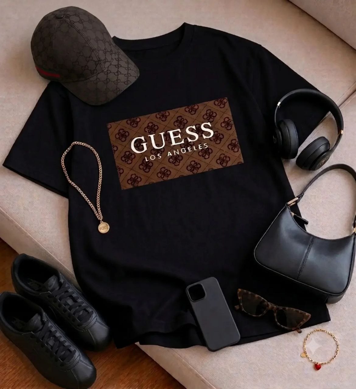 تیشرت باکسی چاپی طرح گوچی guess