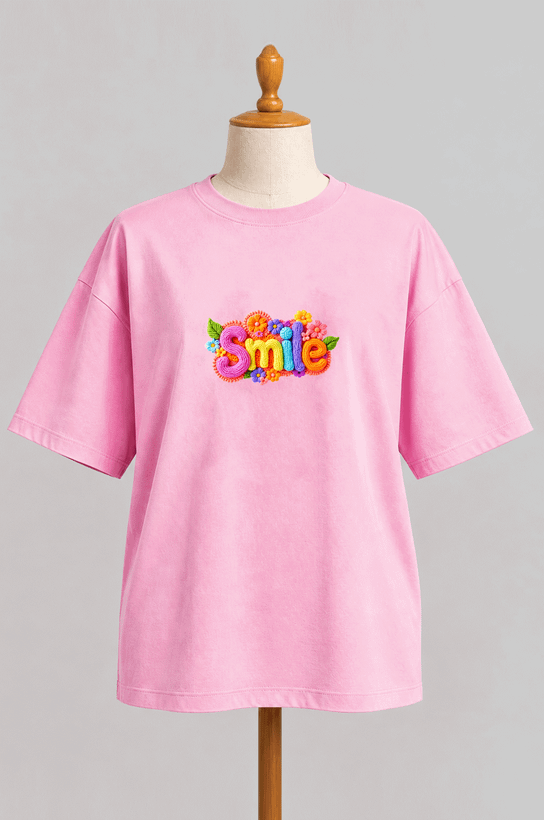 تیشرت باکسی کد 420 طرح smileمحصول سونیا 12 رنگ