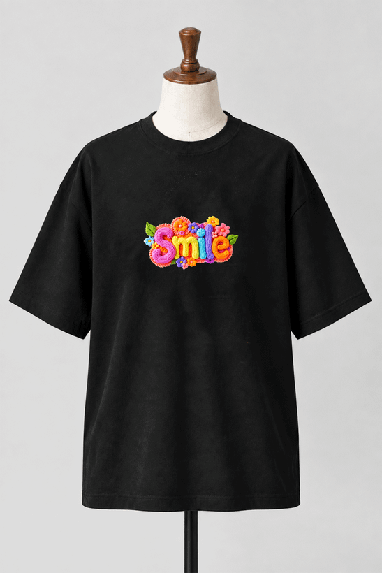 تیشرت باکسی کد 420 طرح smileمحصول سونیا 12 رنگ