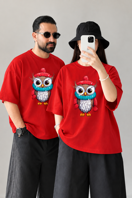 تیشرت باکسی کد 430 طرح جغد محصول سونیا 12 رنگ