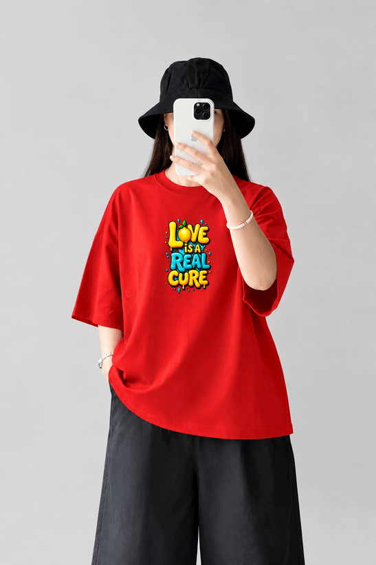 تیشرت باکسی کد441 طرح love محصول سونیا 12 رنگ